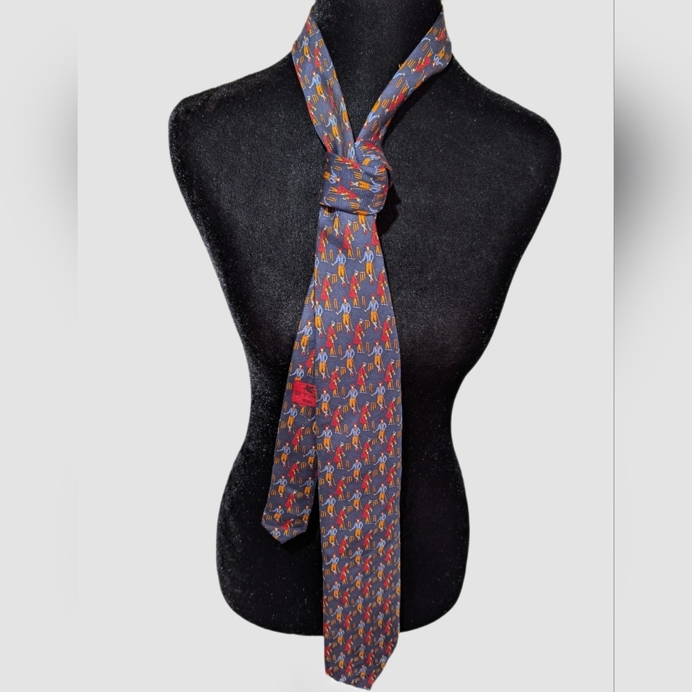 Etro Milano Tie Croquet Novelty Print 100%silk Preppy Luxury Designer
